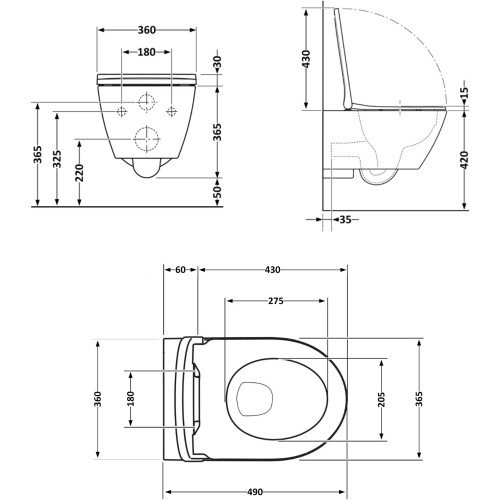 Унитаз подвесной Robin Ultra Quiet 490×365×325 мм, Marble, с сиденьем Slim Duroplast / Soft-close / Quick Release QT13332381АSMR Qtap