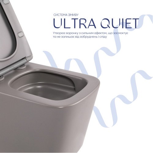 Унитаз подвесной Tern Ultra Quiet 490×365×325 мм, Stone Grey, с сиденьем Slim Duroplast / Soft-close / Quick Release QT17332303ASSG Qtap