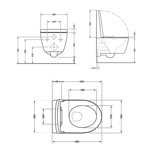 Унитаз подвесной Qtap Swan безободковый Ultra Quiet с сиденьем Soft-close QT16335179W
