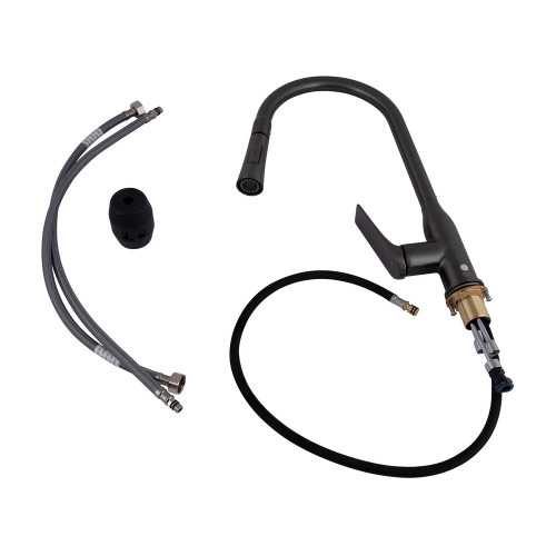 Смеситель для кухни Qtap Vlasta New с выдвижным изливом QTVLA344GMB45647 Gunmetal Black PVD