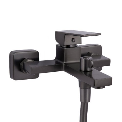 Смеситель для ванны Qtap Gemini (c душевым гарнитуром) QTGEM259GMB45684 Gunmetal Black PVD