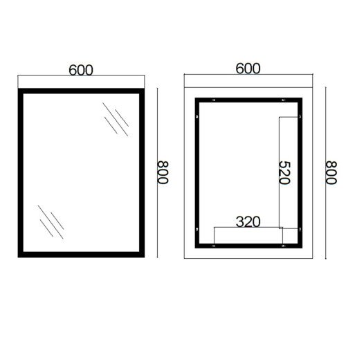 Дзеркало Qtap Mideya Classic 600х800 з LED-підсвічуванням Touch, з антизапотіванням QT2078F6151W