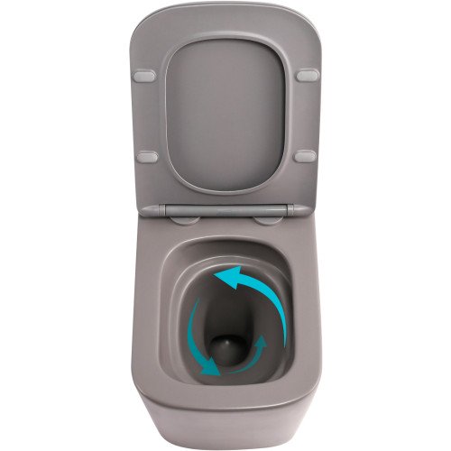 Унитаз подвесной Tern Ultra Quiet 490×365×325 мм, Stone Grey, с сиденьем Slim Duroplast / Soft-close / Quick Release QT17332303ASSG Qtap