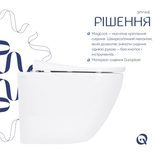 Унітаз підвісний Qtap Robin ML Ultra Quiet 520x365x365 мм, з сидінням Soft-close MagLock, White QTROBML26W49623