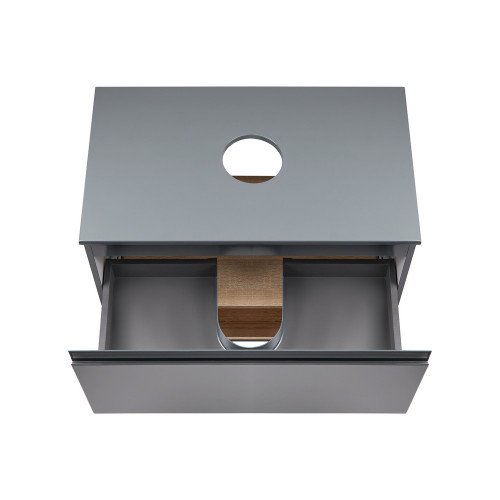 Тумба подвесная Qtap Robin 600х476х437 Graphite/Whitish oak со столешницей QT1379TPН6002GWO