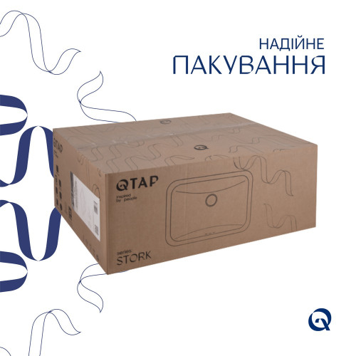 Комплект Qtap Stork: Раковина врезная прямоугольная 530x370x200 мм White + Донный клапан PU02O