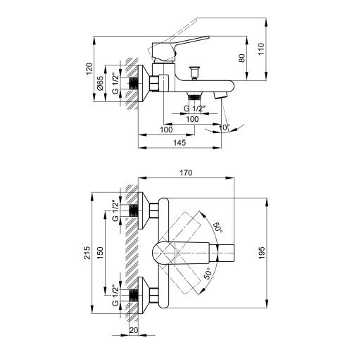 Смеситель для ванны Qtap Javornik 3014107DC