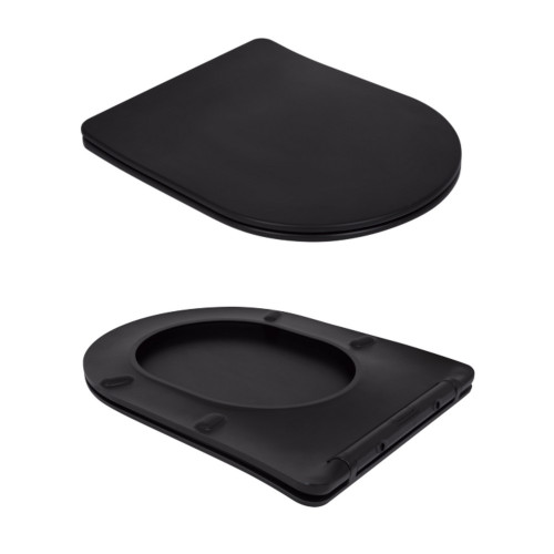 Унітаз підлоговий Qtap Scorpio Ultra Quiet безобідковий з сидінням Soft-close MATT BLACK QT14226088AMB
