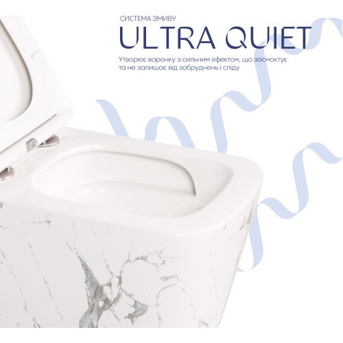 Унітаз підвісний Tern Ultra Quiet 490×365×325 мм, Marble, з сидінням Slim Duroplast / Soft-close / Quick Release QT17332303ASMR Qtap
