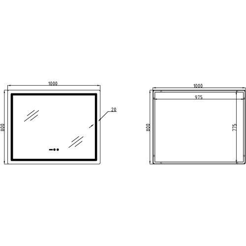 Зеркало Qtap Mideya (MI2) 1000х800 с часами, с LED-подсветкой Touch, с антизапотеванием, диммером, рег. яркости QTMID100080049266