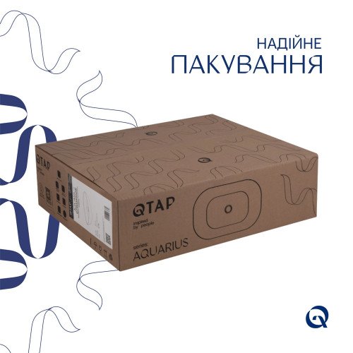 Комплект Qtap Aquarius: Раковина накладная прямоугольная 465x375x115 мм White + Донный клапан PU02