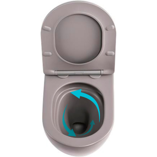 Унитаз подвесной Robin Ultra Quiet 490×365×325 мм, Stone Grey, с сиденьем Slim Duroplast / Soft-close / Quick Release QT13332381АSSG Qtap