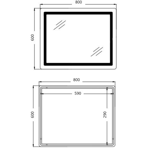 Дзеркало Qtap Cardinal (CA2) 800х600 з LED-підсвічуванням Touch, з антизапотіванням, з димером, рег. темп. кольору (3000-6500K) Reverse QT0478C806048457