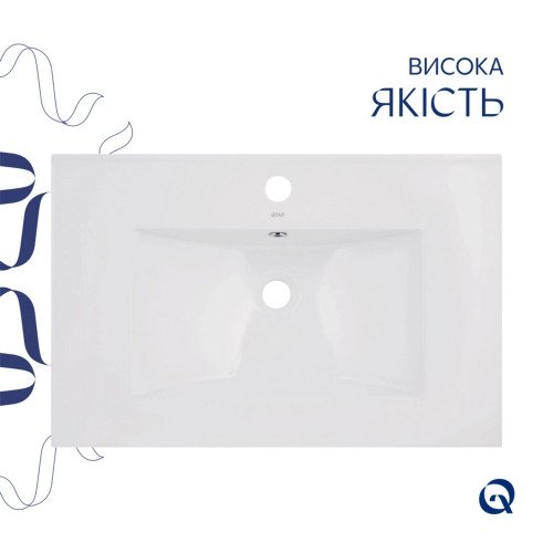 Комплект Albatross: Раковина врезная мебельная 720x460x180 мм, White, прямоугольная + Донный клапан Pop-up PU02O