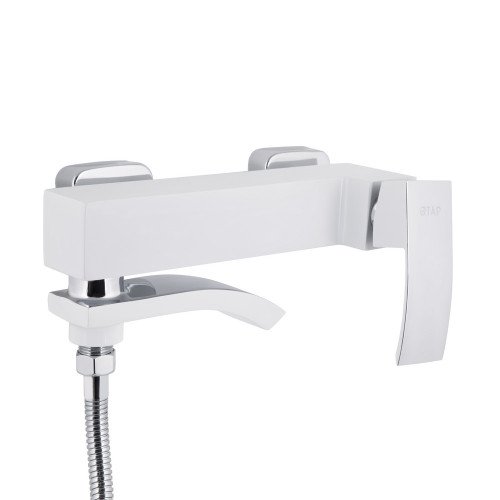 Смеситель для ванны Qtap Swan Cascada с поворотным изливом (c душевым гарнитуром) QTSWA260CRW45569 Chrome/White