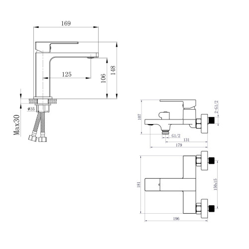 Акционный набор Qtap: Смеситель для раковины QTGEM270CRW45675 Chrome/White + Смеситель для ванны (c душевым гарнитуром) QTGEM259CRW45683 Chrome/White