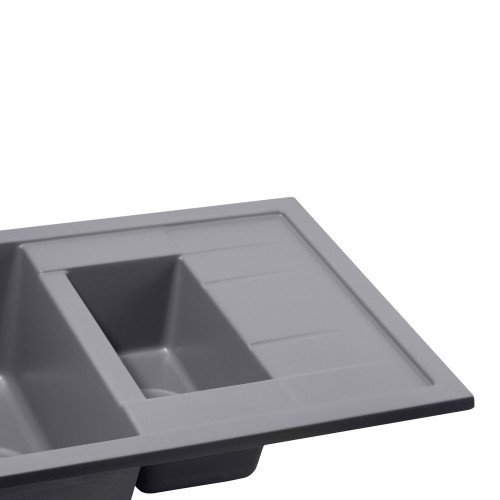 Кухонна мийка з додатковою чашею Qtap CS 7648 Grey (QT7648GRE471)