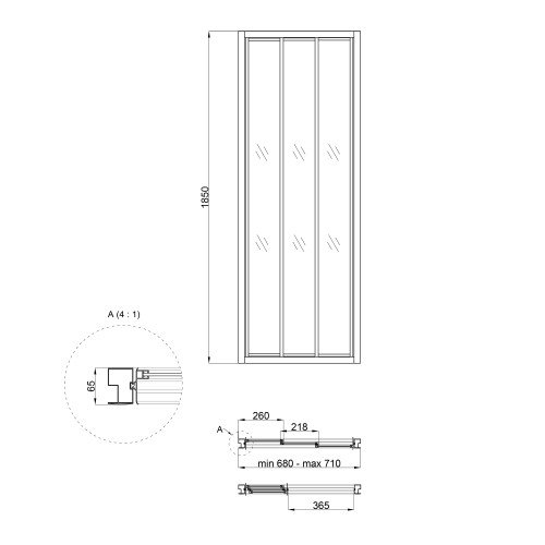 Душові двері в нішу Qtap Uniford CRM207.C4 68-71x200 см, скло Clear 4 мм, покриття CalcLess