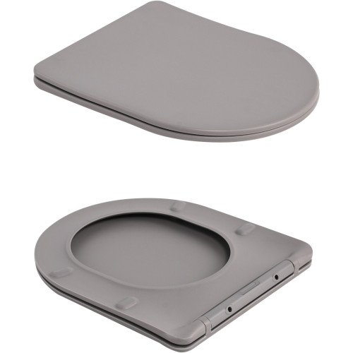 Унитаз подвесной Robin Ultra Quiet 490×365×325 мм, Stone Grey, с сиденьем Slim Duroplast / Soft-close / Quick Release QT13332381АSSG Qtap