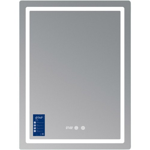 Зеркало Qtap Mideya (MI2) 600х800 с часами, с LED-подсветкой Touch, с антизапотеванием, диммером, рег. яркости QTMID60080049627