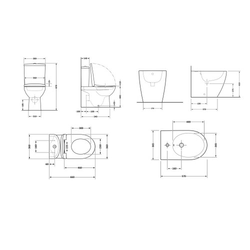 Акционный набор: Унитаз напольный Robin Ultra Quiet QT13226083AMB 660x360x855 Black + Биде напольное Robin QT13442141CMB 565x360x405 Black