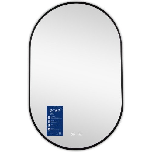 Дзеркало Qtap Scorpio (SC1) з LED-підсвічуванням Touch, з антизапотіванням, з димером, рег. темп. кольору (3000-6500K) Black QTSC500800