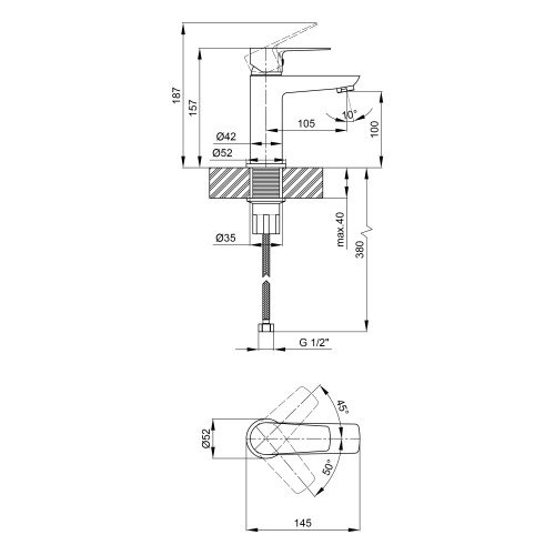 Смеситель для раковины Qtap Planice 1015107C