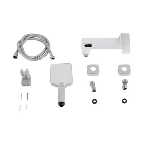Смеситель для ванны Qtap Swan Cascada с поворотным изливом (c душевым гарнитуром) QTSWA260CRW45569 Chrome/White