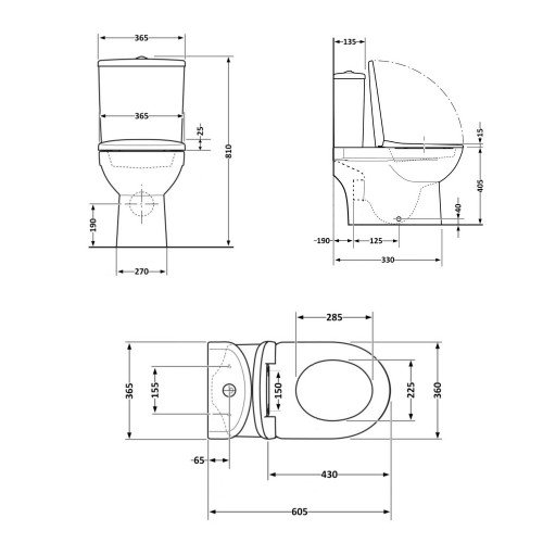 Унитаз напольный Qtap Dove Rimless безободковый с сиденьем Soft-close WHITE QT06228380BW