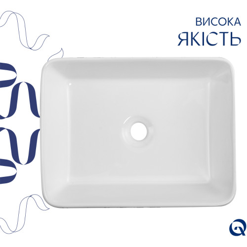 Раковина накладна Qtap Tern 480x370x135 мм, Marble, прямокутна, з донним клапаном QT17116069MR