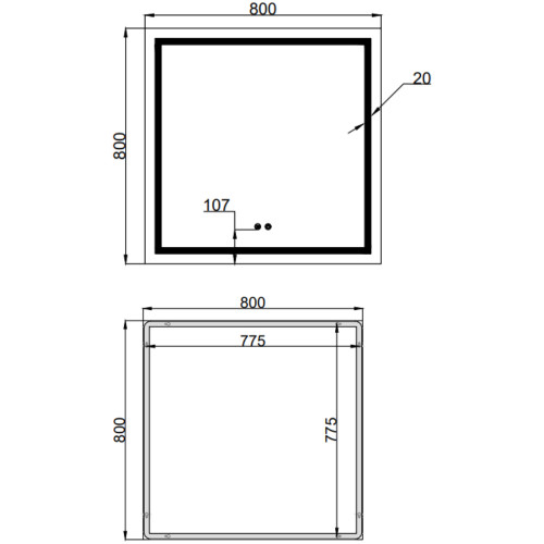 Зеркало Qtap Mideya (MI1) 800x800 с LED-подсветкой Touch, с антизапотеванием, диммером, рег. яркости QT2078NCF808048477
