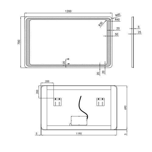 Зеркало Qtap Leo 1200х700 с LED-подсветкой Touch QT1178141870120W