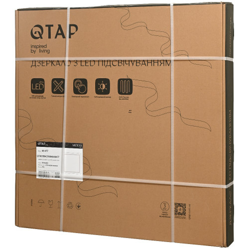 Зеркало Qtap Mideya (MI1) 800x800 с LED-подсветкой Touch, с антизапотеванием, диммером, рег. яркости QT2078NCF808048477