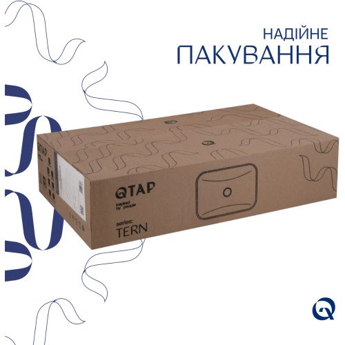 Раковина накладная Qtap Tern 610x350x135 мм, Marble, прямоугольная, с донным клапаном QTTER188MR49791