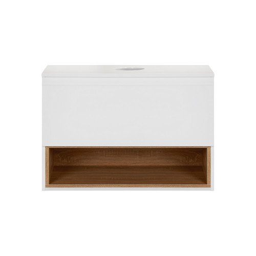 Тумба підвісна Qtap Robin 700х476х437 White/Whitish oak зі стільницею QT1379TPН7001WWO