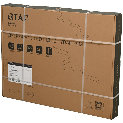 Зеркало Qtap Mideya (MI2) 600х800 с LED-подсветкой Touch, с антизапотеванием, диммером, рег. яркости QT2078F6080