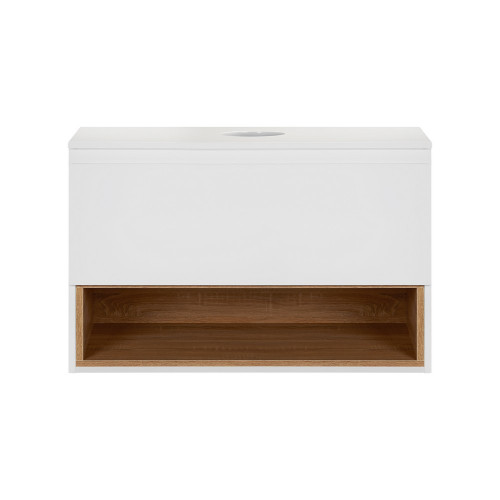 Тумба підвісна Qtap Robin 800х480х470 White/Whitish oak зі стільницею QT1379TPН8001WWO