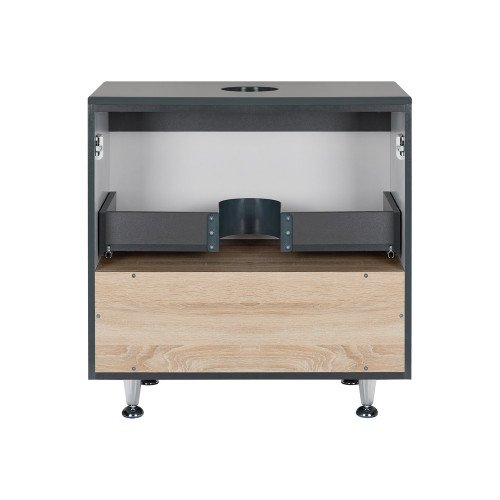 Тумба напольная Qtap Robin 600х616х437 Graphite/Whitish oak со столешницей QT1380TNН6002GWO