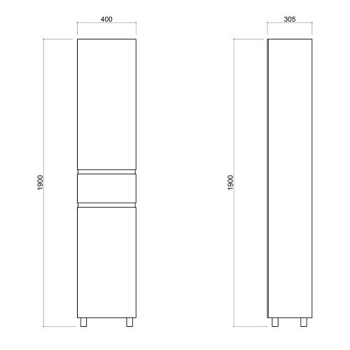 Пенал напольный Qtap Albatross 400х1900х305 White QT0175PN1900DRW