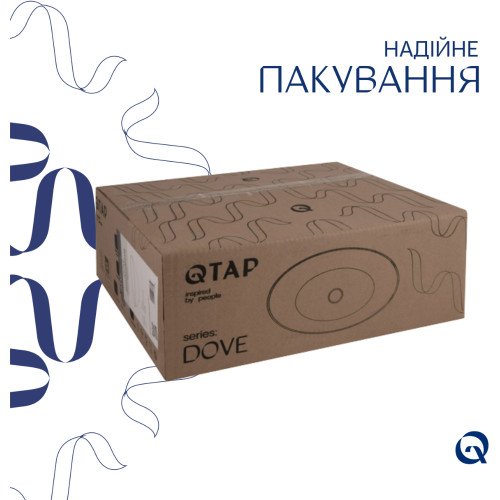 Раковина накладная Qtap Dove 415x340x140 мм, Marble, овальная, с донным клапаном QTDOV188SB49785