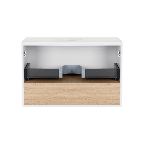 Тумба подвесная Qtap Robin 800х476х437 White/Whitish oak со столешницей QT1379TPН8001WWO