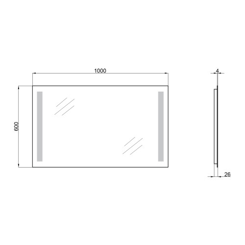 Зеркало Qtap Mideya 1000х600 с LED-подсветкой, Reverse QT20781403W