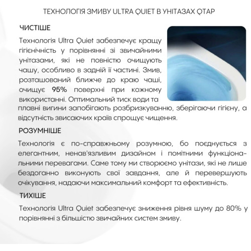 Готовое решение Qtap для ванной комнаты: подвесной унитаз Gemini Ultra Quiet 485×340×350 + комплект инсталляции Nest 4 в 1 (круглая клавиша White)