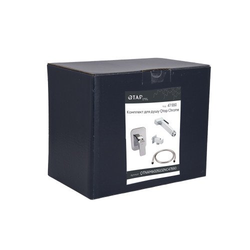 Комплект для душу Qtap Namesti Chrome: Змішувач QTNAM6025102NC + Шланг QTHADPVC120C + Лійка QTCRMB120 + Підключення QTCRMBH130