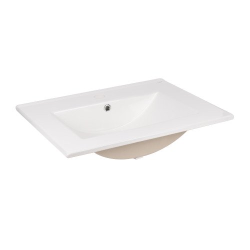 Комплект Qtap Virgo 600х580х437 White/Whitish oak тумба подвесная + раковина врезная  QT1872TPА6013060CW